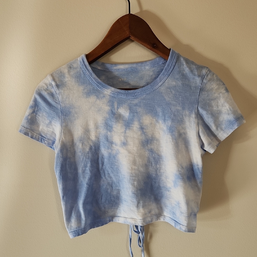 Aerie Light Blue Tie-Dye Crop Top